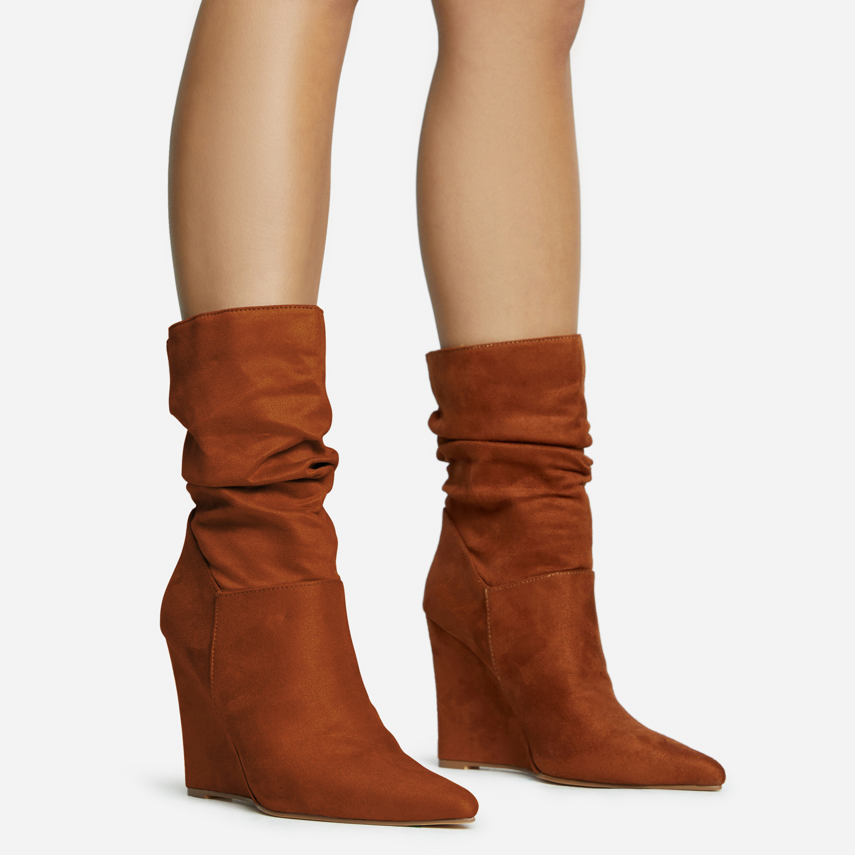 Brown suede 2024 wedge ankle boots