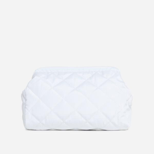 Bodhi Quilted Oversized Pouch Bag In White Nylon