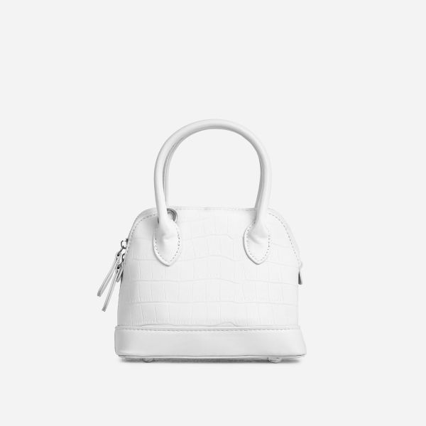 Grab Bag In White Croc Print