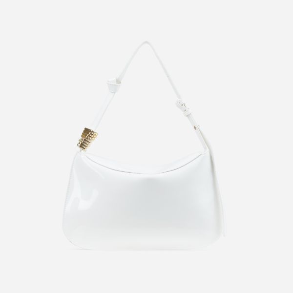Kenyon Rectangle Shaped Shoulder Bag In White Patent